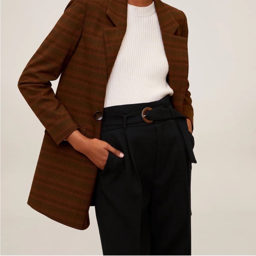 Mango Belted Black Pants Sz 8